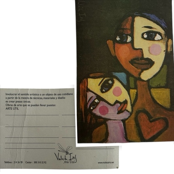 Handmade & Hand Painted folio bag signed by artist Violeta Iris Agudelo Ruiz. - Picture 8 of 8